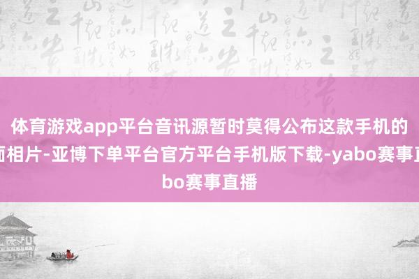 体育游戏app平台音讯源暂时莫得公布这款手机的正面相片-亚博下单平台官方平台手机版下载-yabo赛事直播