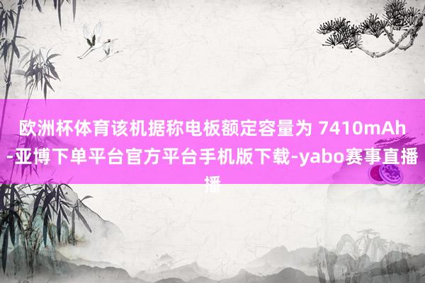 欧洲杯体育该机据称电板额定容量为 7410mAh-亚博下单平台官方平台手机版下载-yabo赛事直播