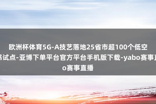 欧洲杯体育5G-A技艺落地25省市超100个低空通感试点-亚博下单平台官方平台手机版下载-yabo赛事直播
