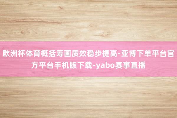 欧洲杯体育概括筹画质效稳步提高-亚博下单平台官方平台手机版下载-yabo赛事直播