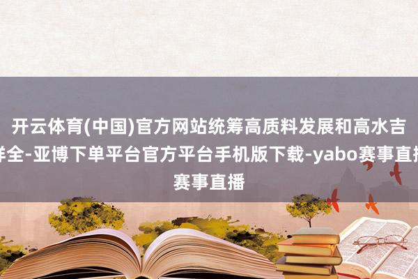 开云体育(中国)官方网站统筹高质料发展和高水吉祥全-亚博下单平台官方平台手机版下载-yabo赛事直播